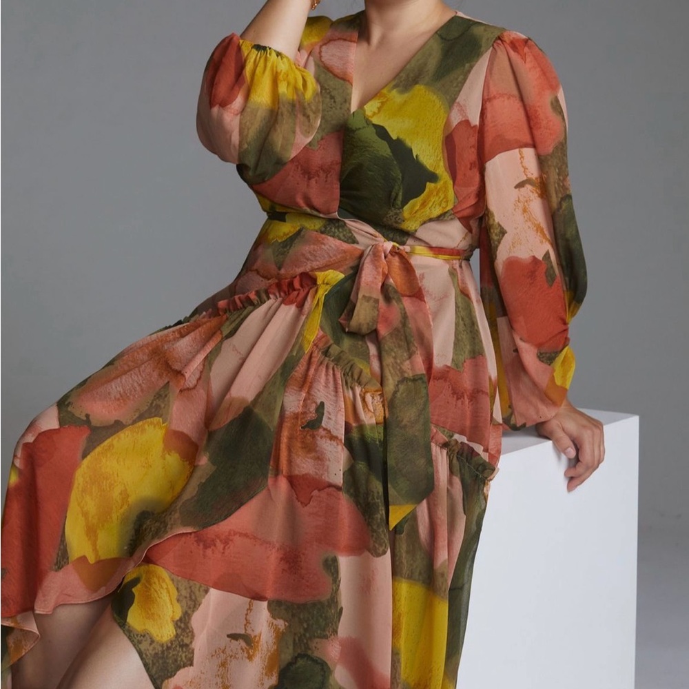 Hutch Geo Wrap Dress in Watercolor Floral